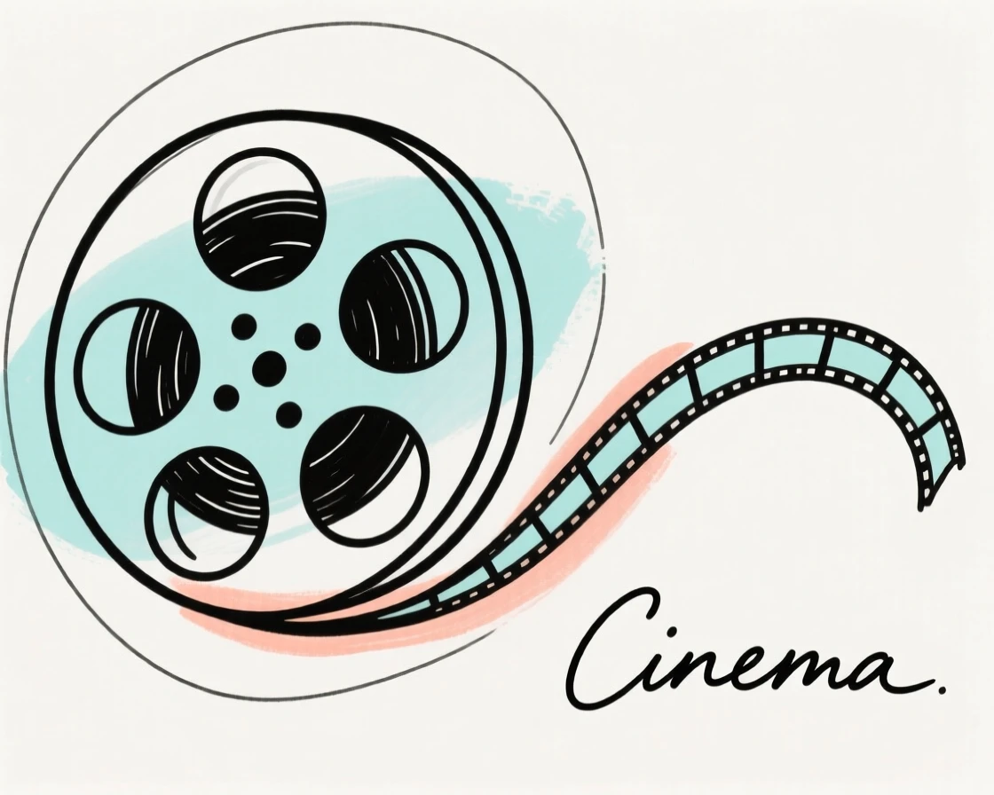 A film reel unspooling