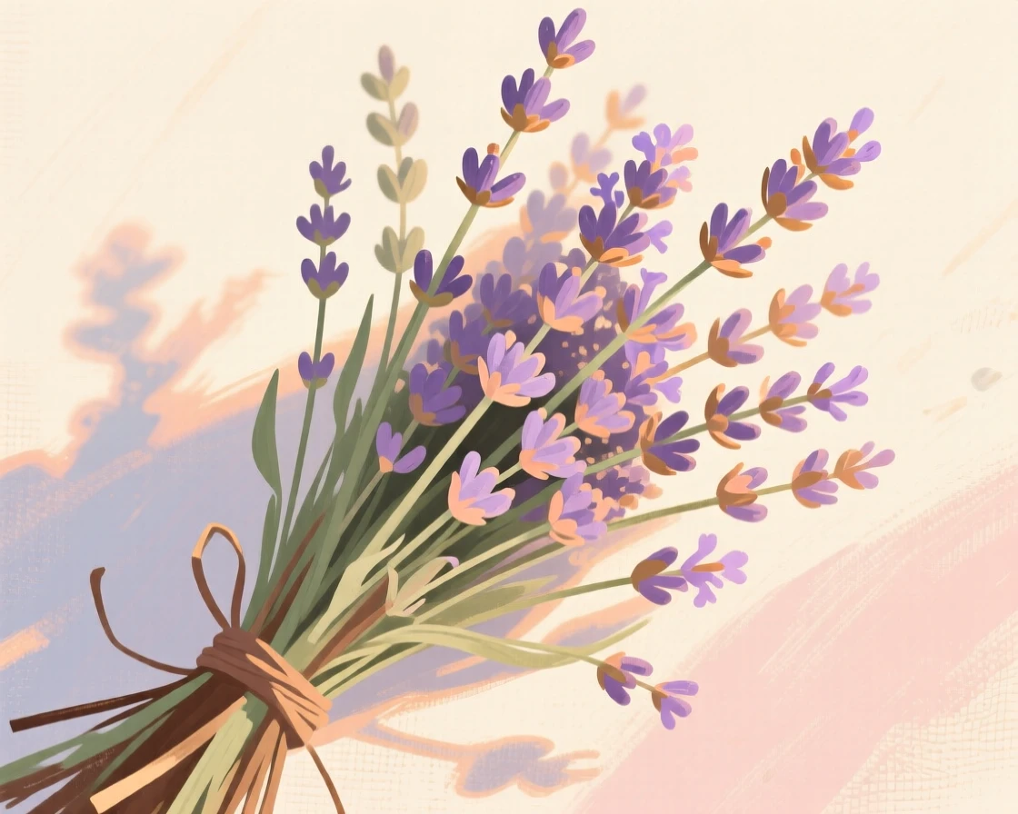 A close-up of lavender stalks bundled and drying in the sun