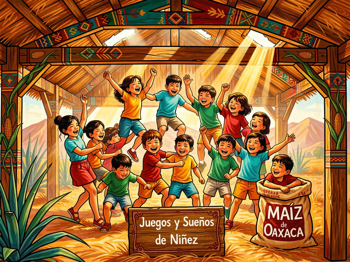A group of children playing in a hayloft on a summer day