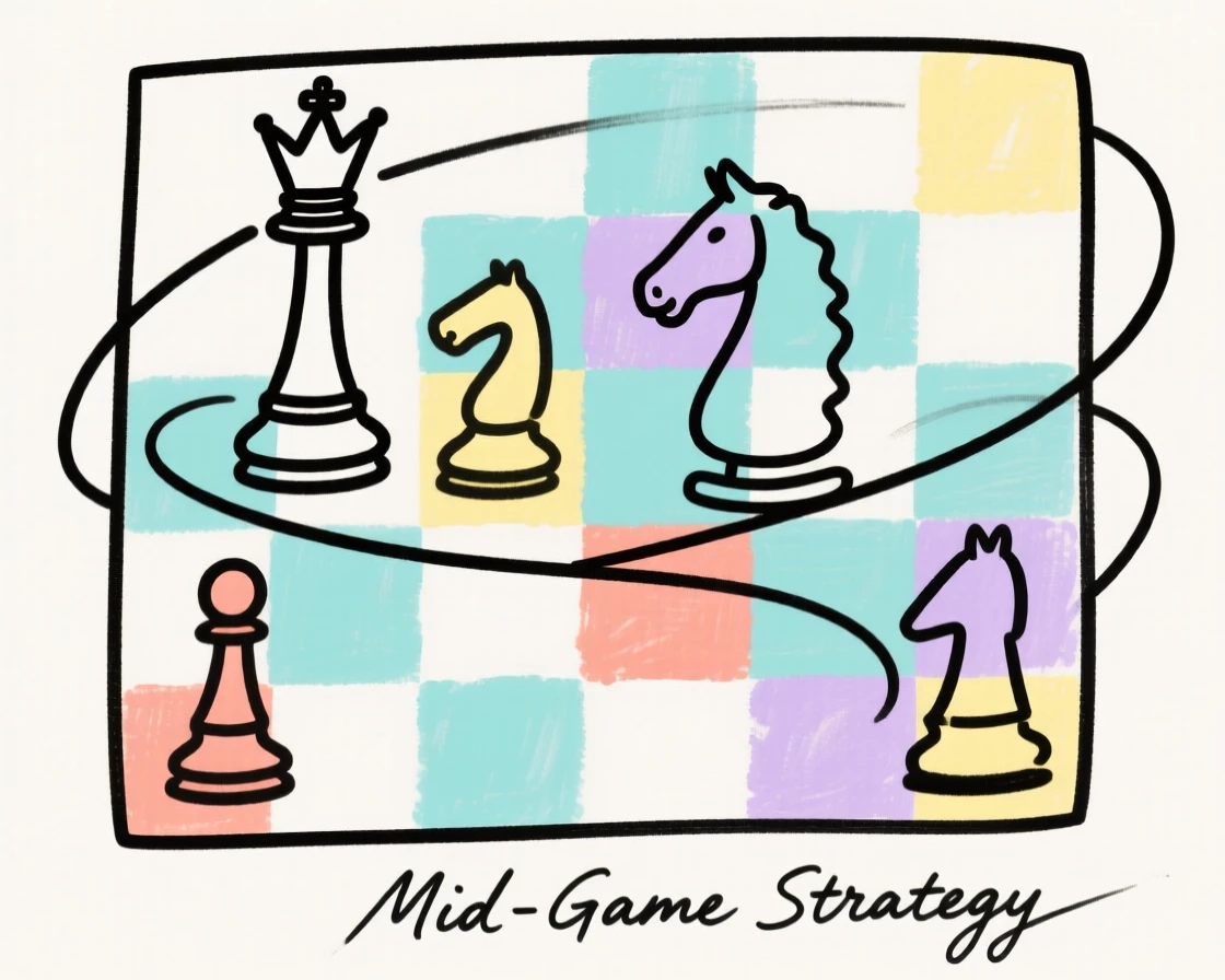 A chessboard mid-game
