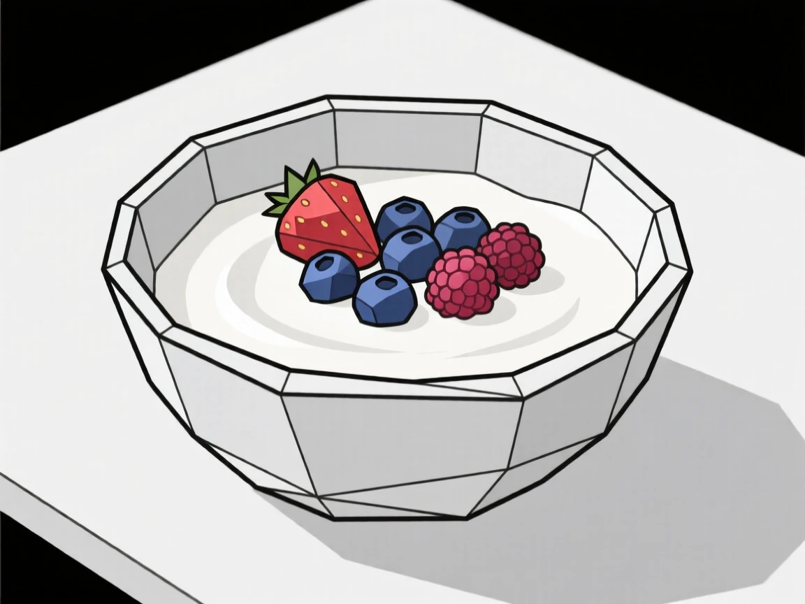 A bowl of berries and yogurt for breakfast