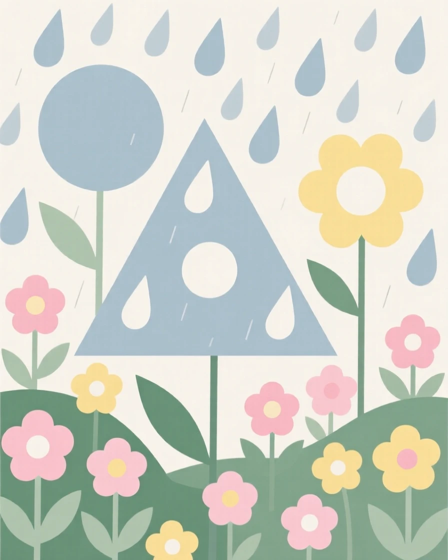 A spring rain shower over a blooming garden