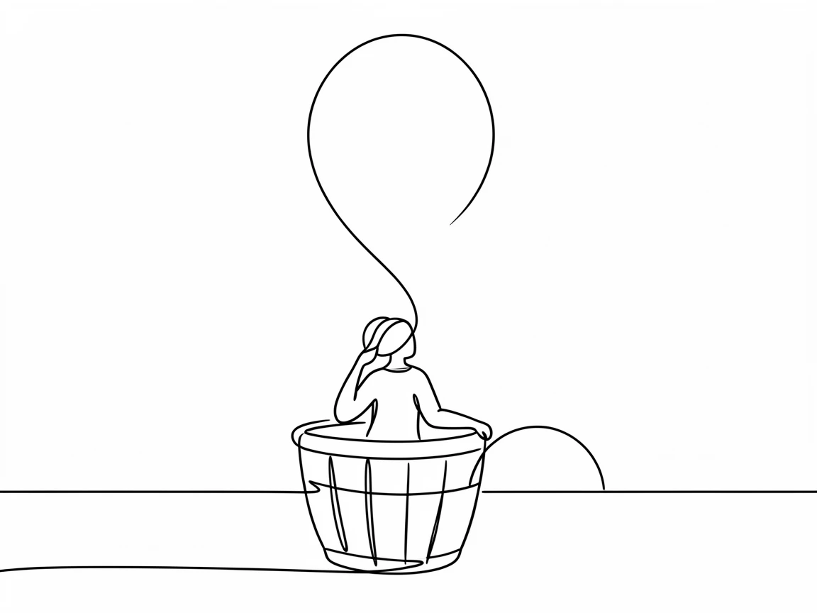 A lone traveler watching the sunrise from a hot air balloon basket