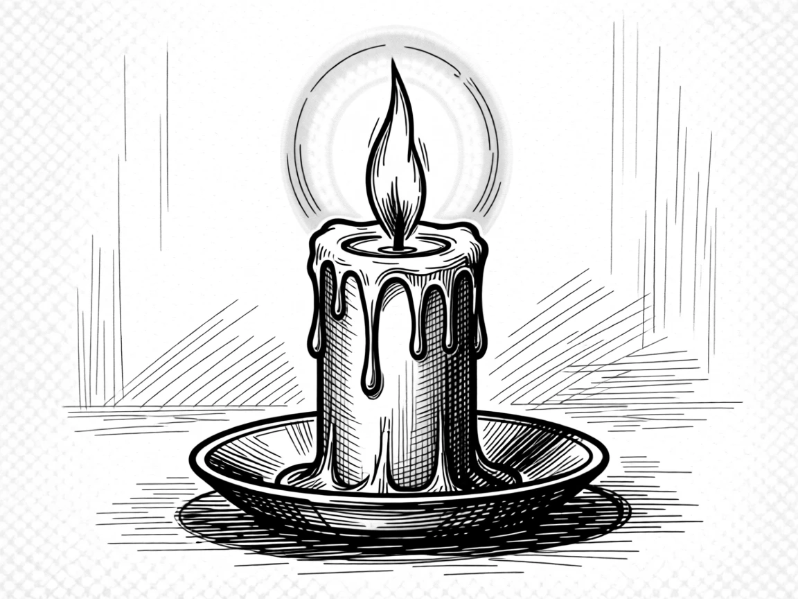 A single lit candle glowing warmly in a dark room, symbolizing hope.
