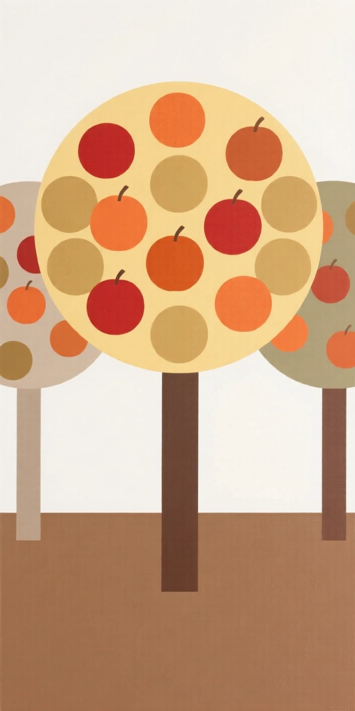 An orchard with trees full of ripe autumn fruit