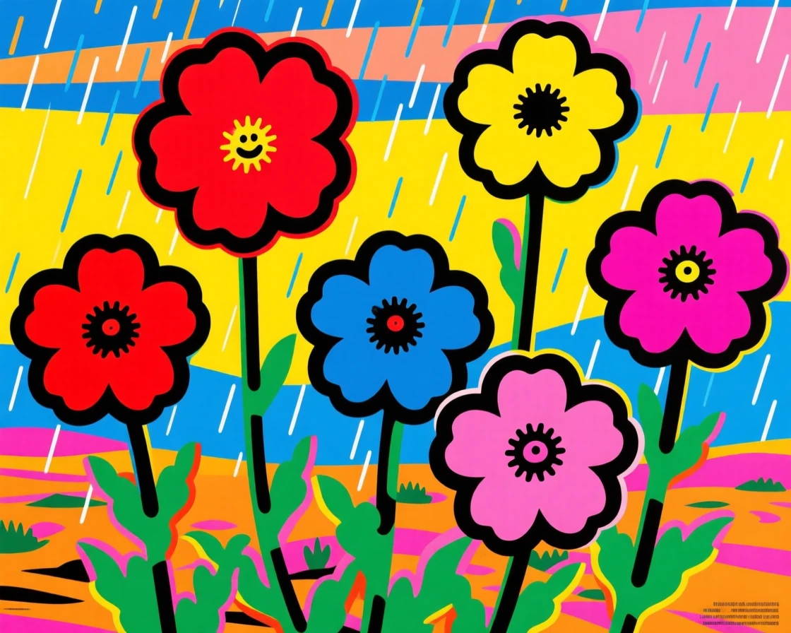 Desert wildflowers blooming after rain