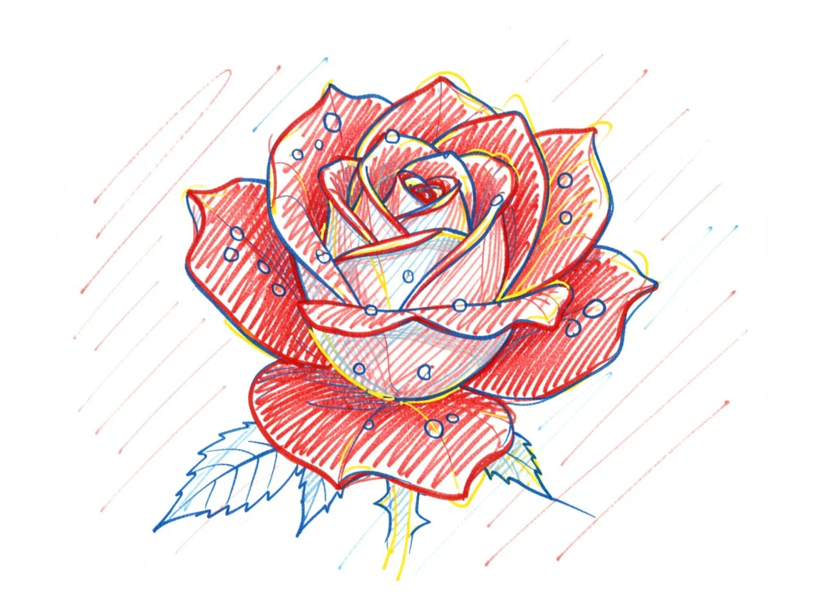 A close-up of a single perfect red rose with dew on its petals