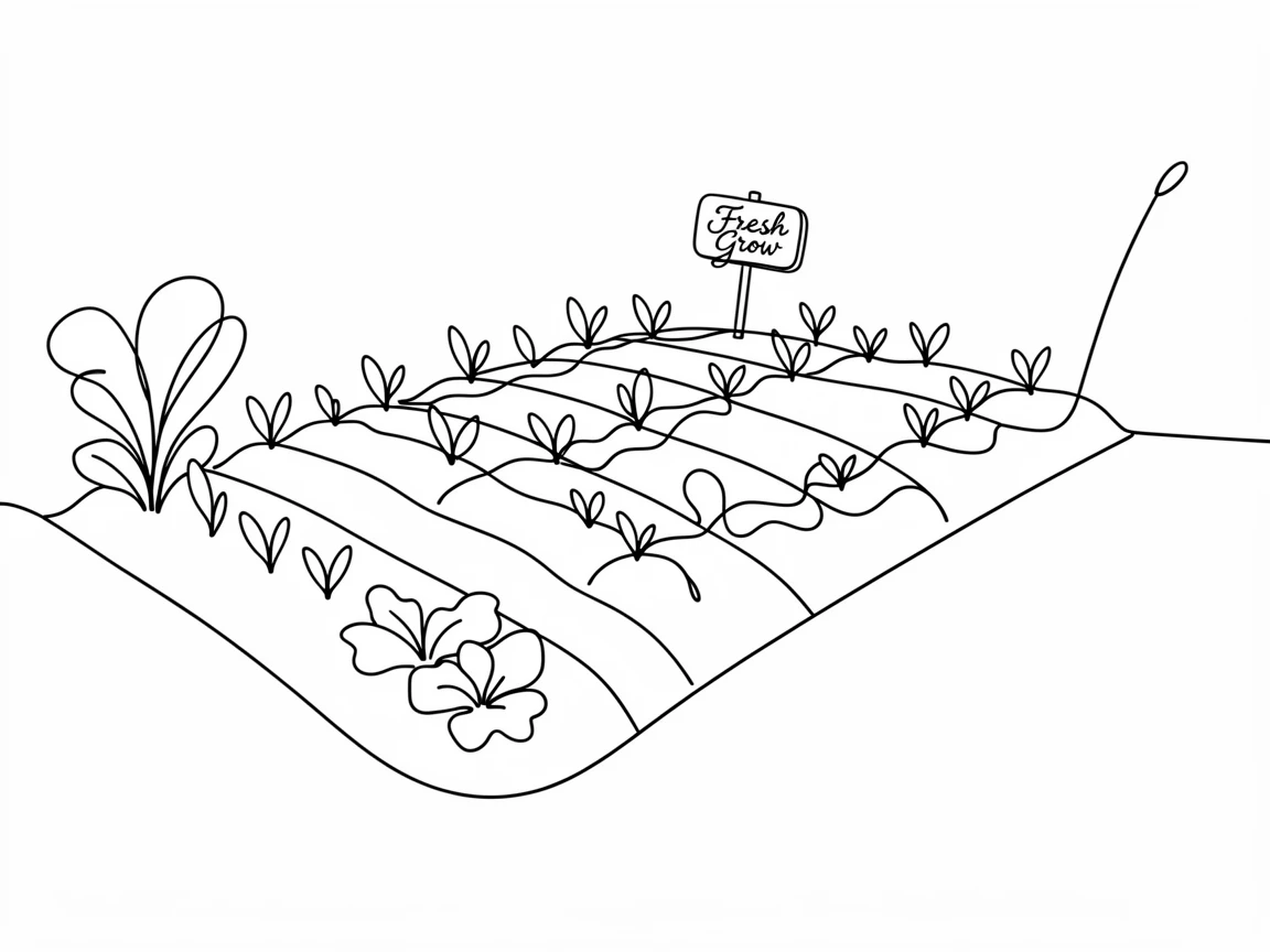 A backyard vegetable garden with neat rows of growing produce