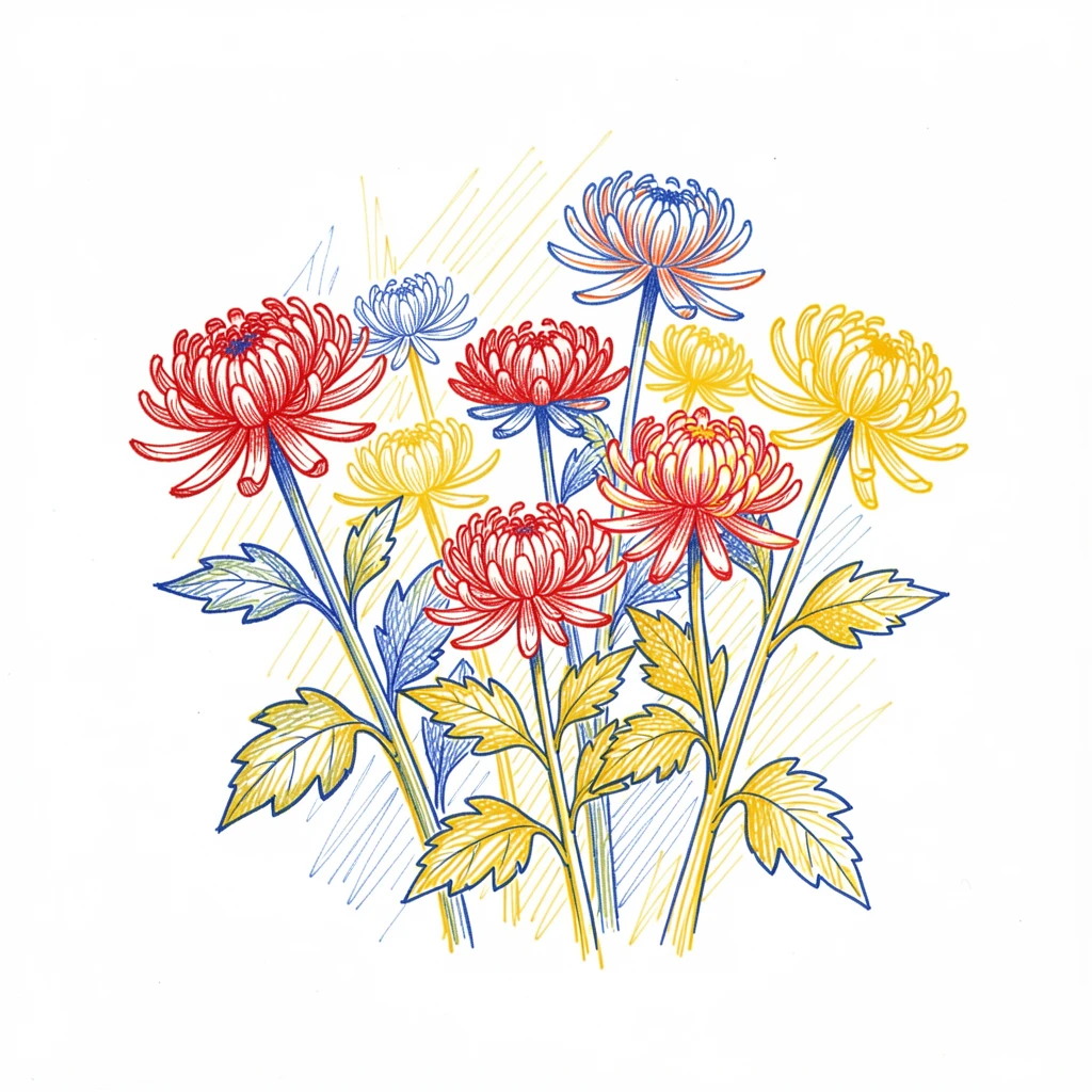 A vibrant chrysanthemum garden in full autumn bloom