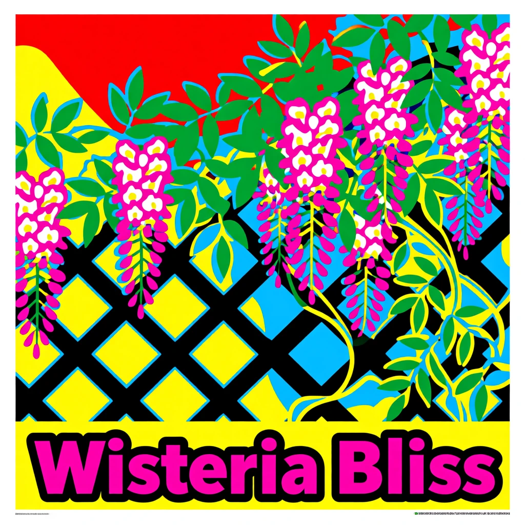 Wisteria vine cascading over a garden trellis