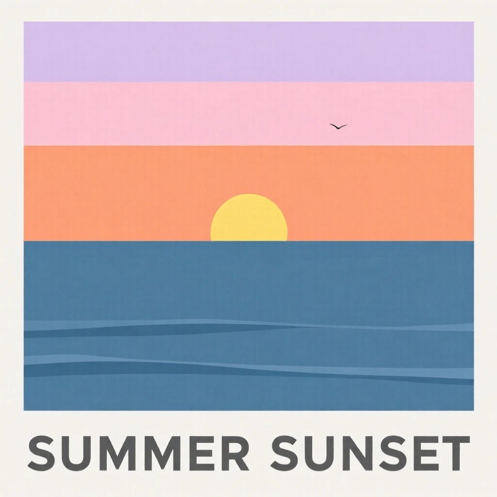 A summer sunset over a calm ocean