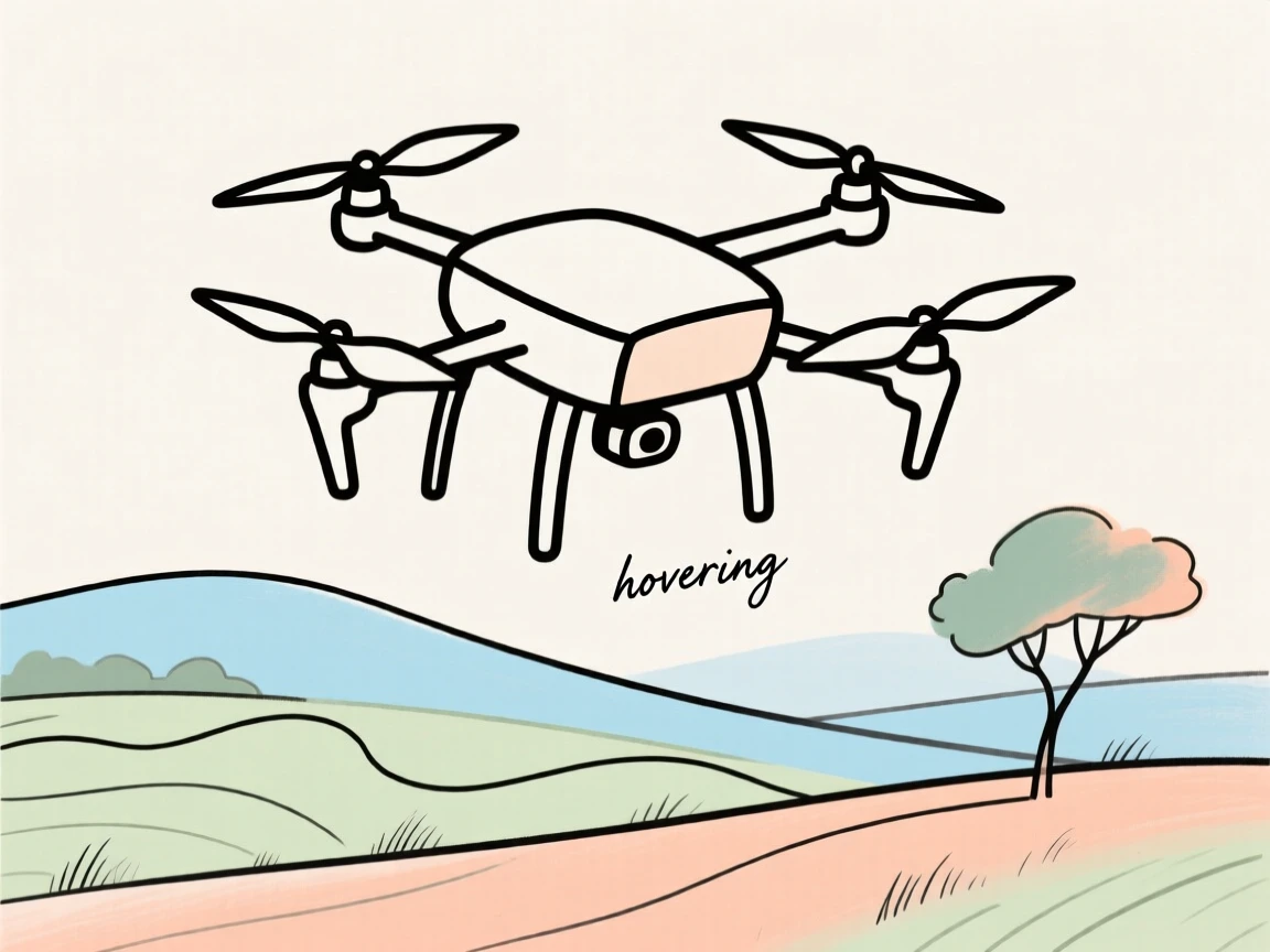 A drone hovering over a landscape