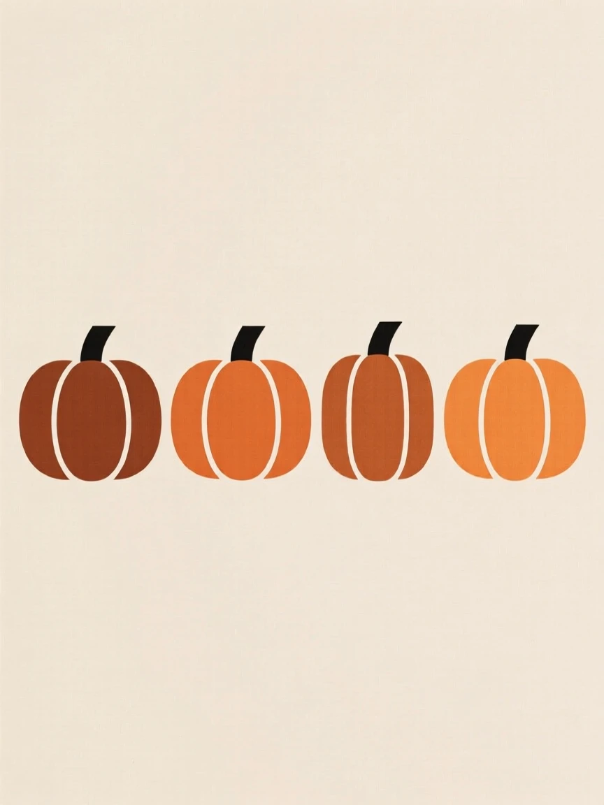 A row of pumpkins lined up for autumn decoration