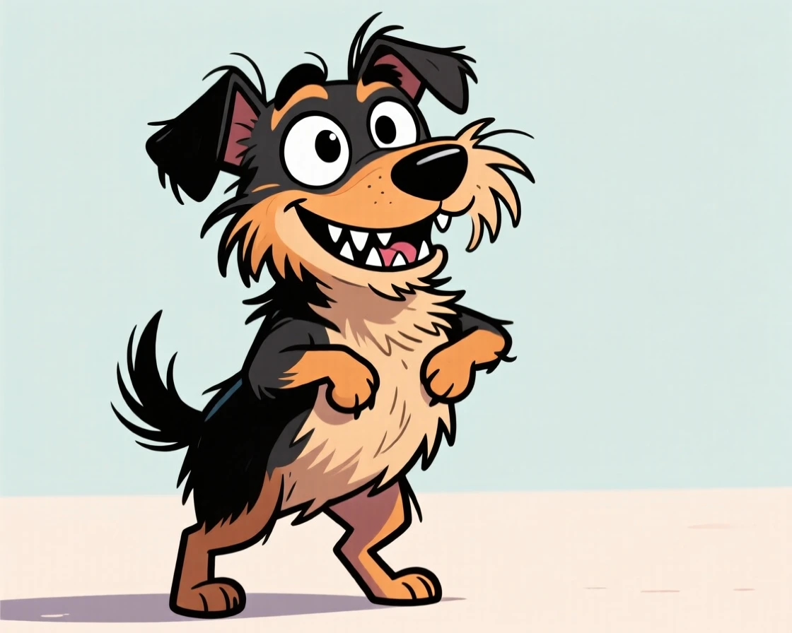 A charming animal moment featuring a scrappy little terrier puffing up proudly to look twice its size, with a mischievous glint in its eye.