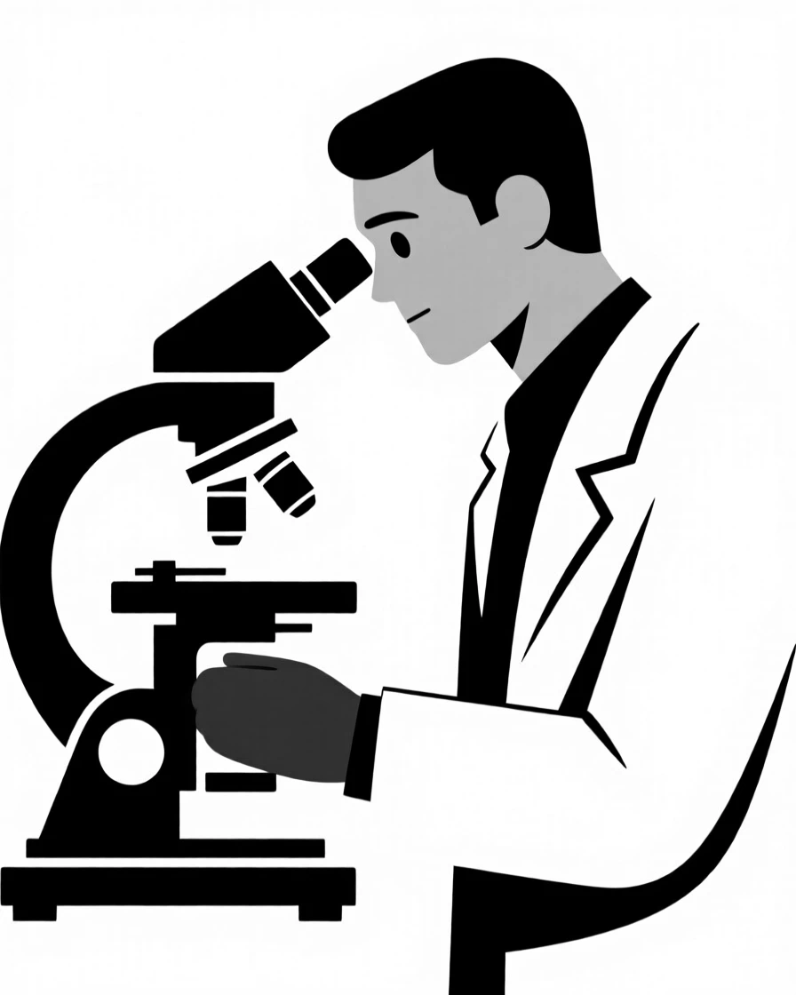 A scientist peering through a powerful microscope.