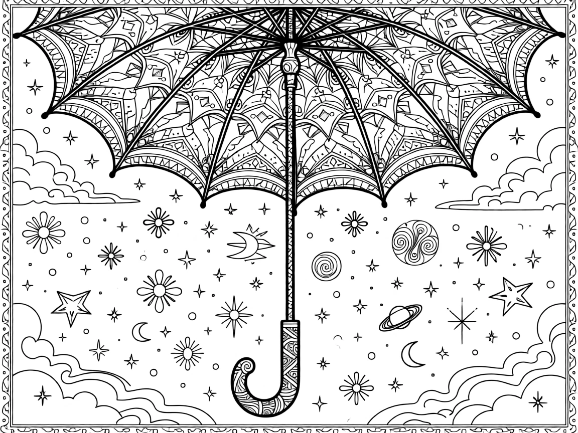 A single umbrella opening to reveal a sky full of stars underneath.