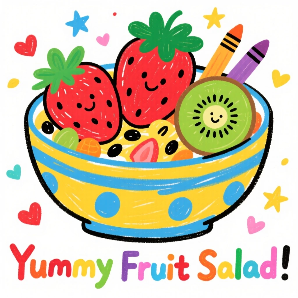 A bowl of vibrant fruit salad with strawberries and kiwi.