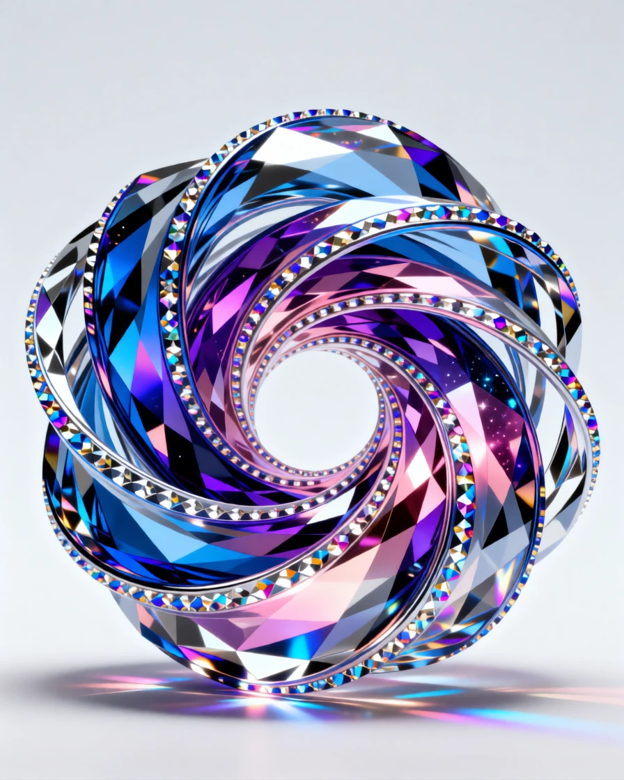 An abstract composition of rippling silk ribbons forming a spiraling nebula.
