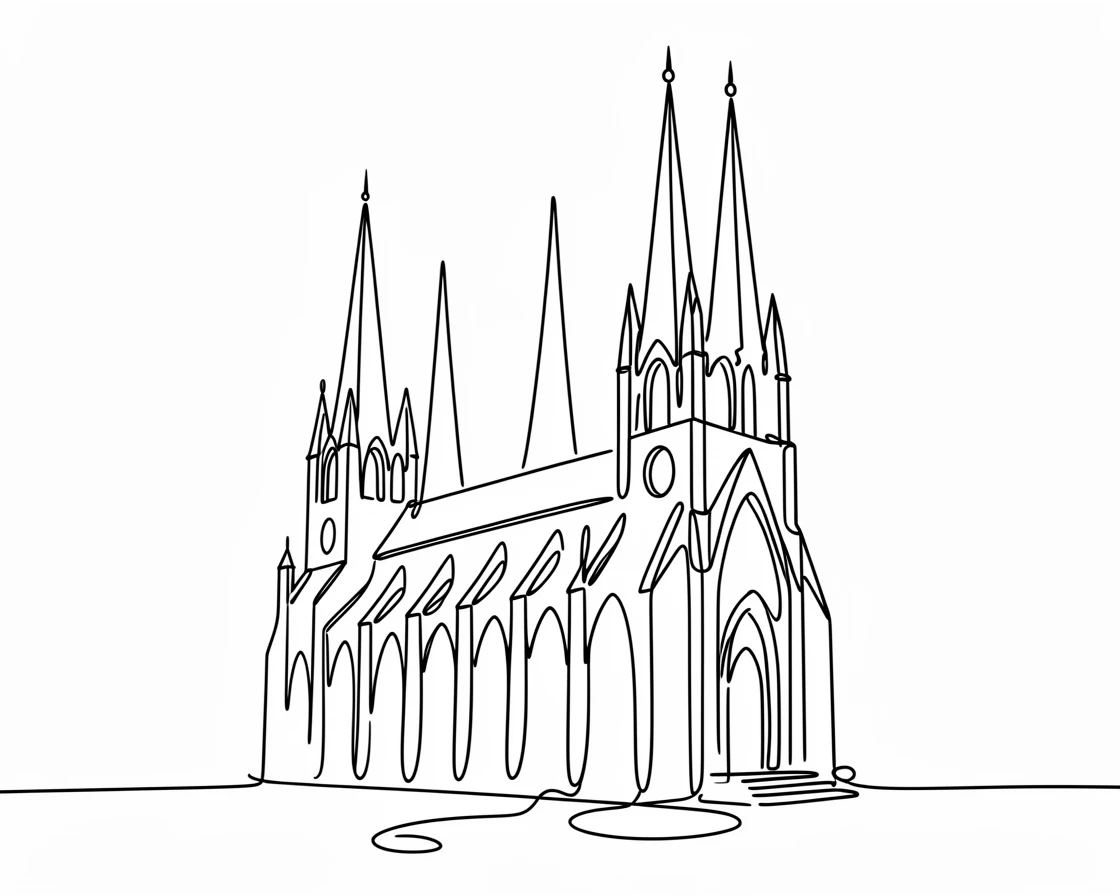 An ornate cathedral with towering spires reaching into the sky