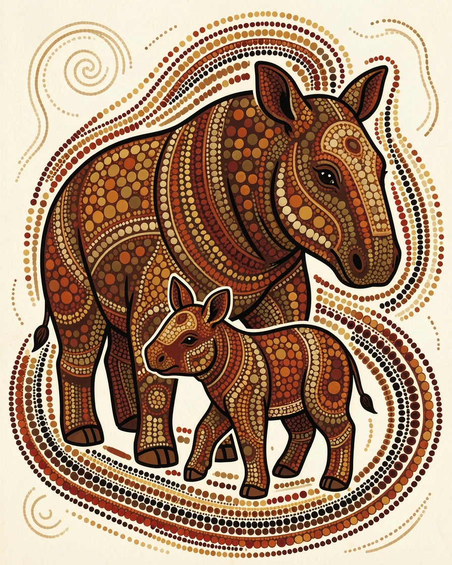A tapir watching over its young