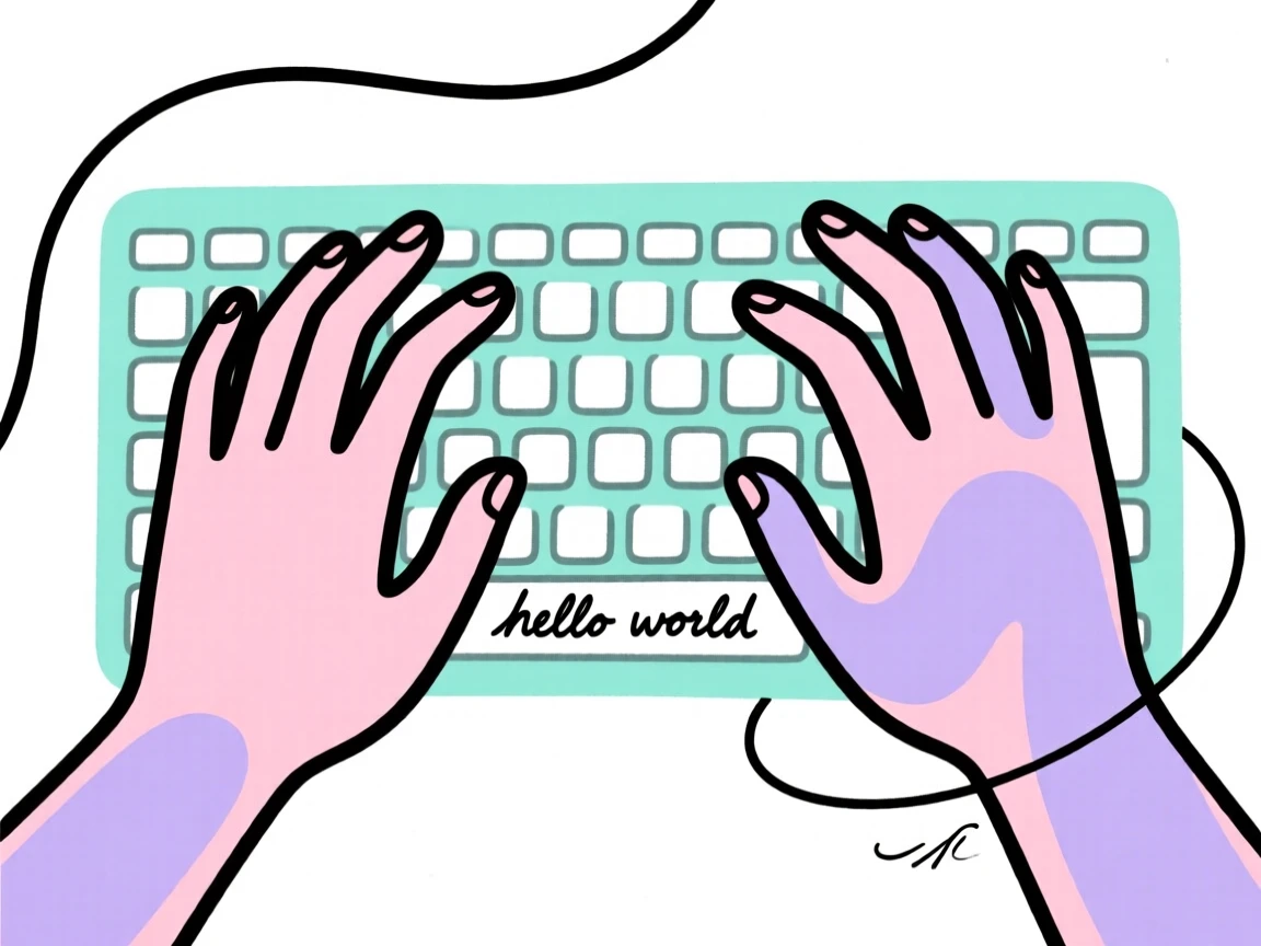 A coder's hands on a keyboard
