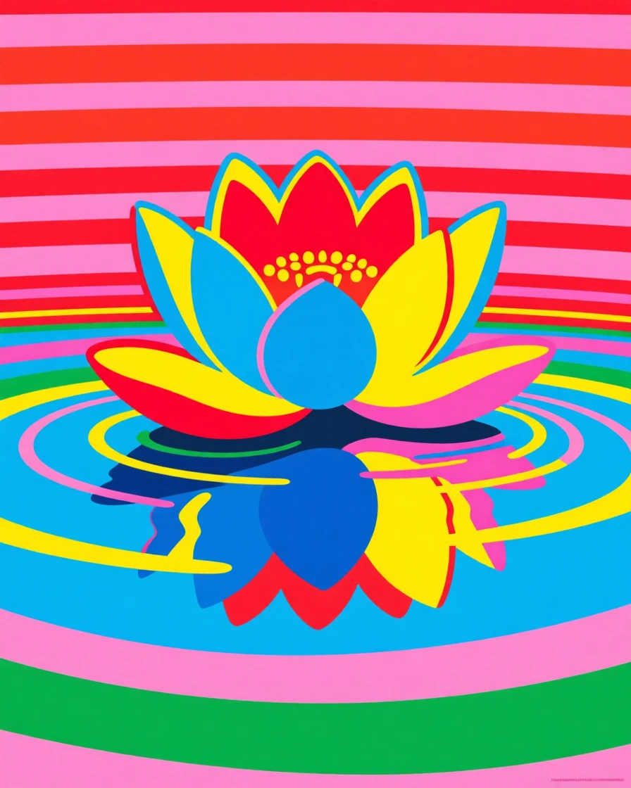 Lotus flower floating on a still pond