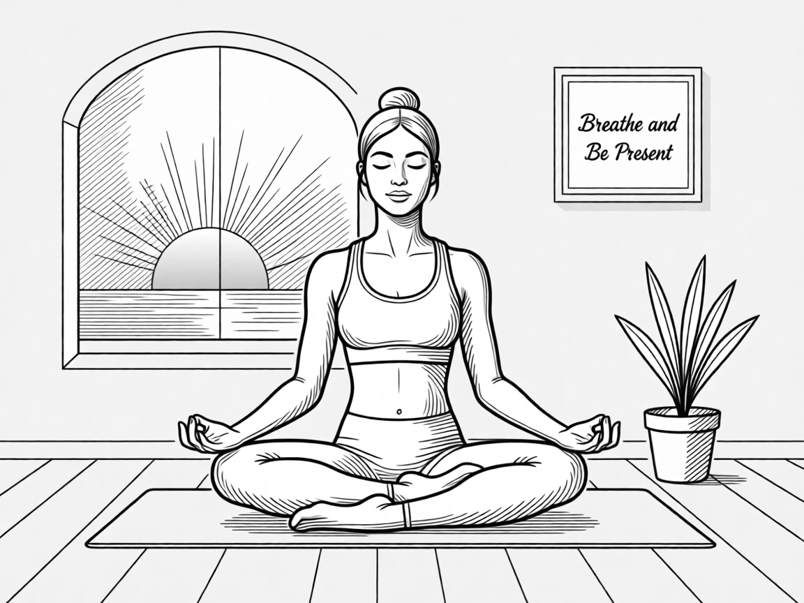 A person doing yoga in a quiet living room at sunrise
