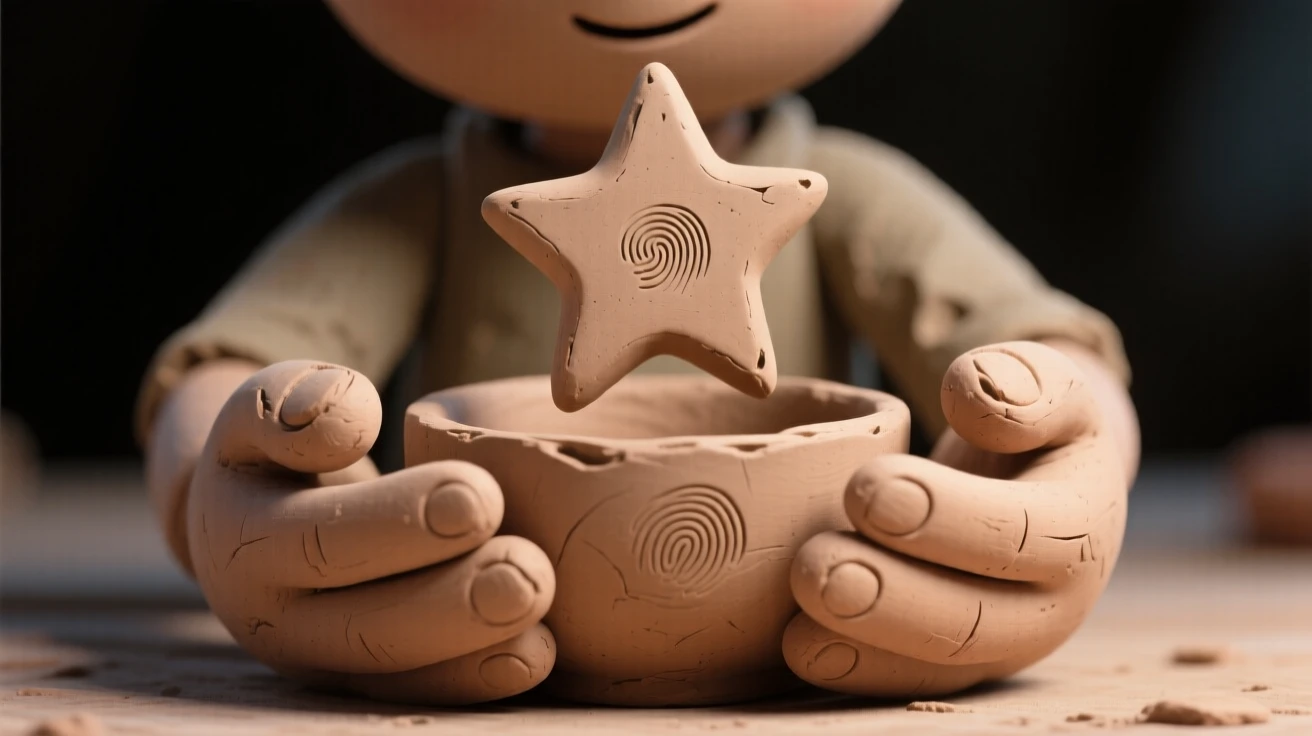 A single star falling gently into a cupped pair of hands
