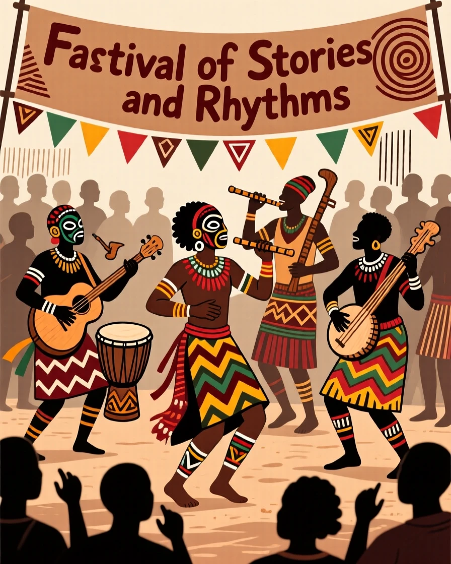 A traveling group of performers playing to a captivated crowd.