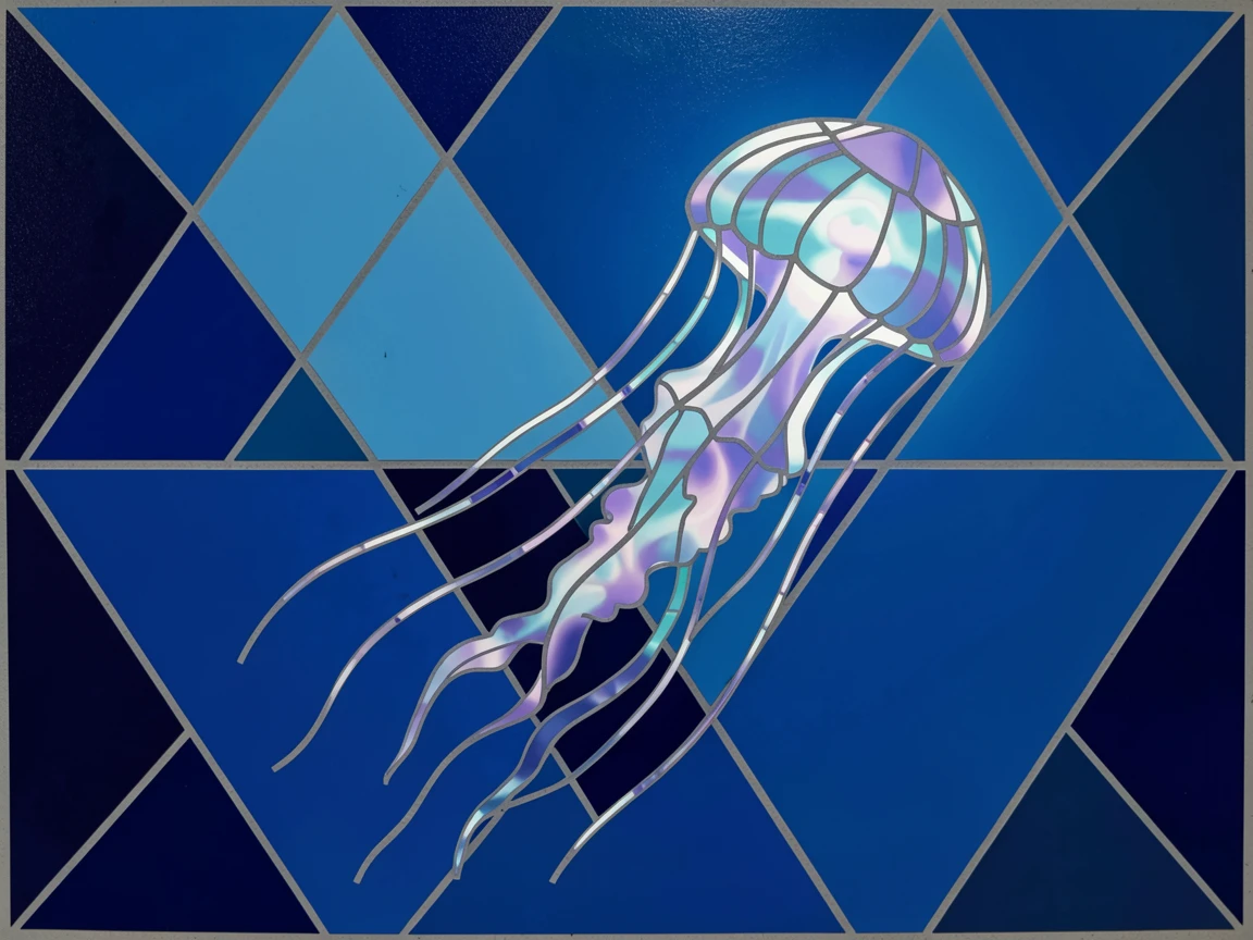 A jellyfish glowing softly as it drifts through deep blue water.