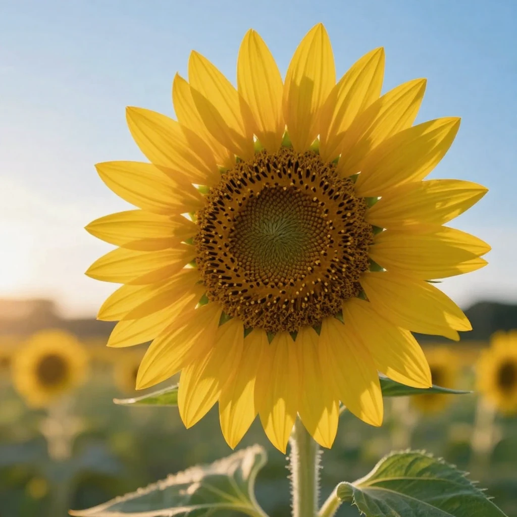 A single sunflower turning to follow the sun
