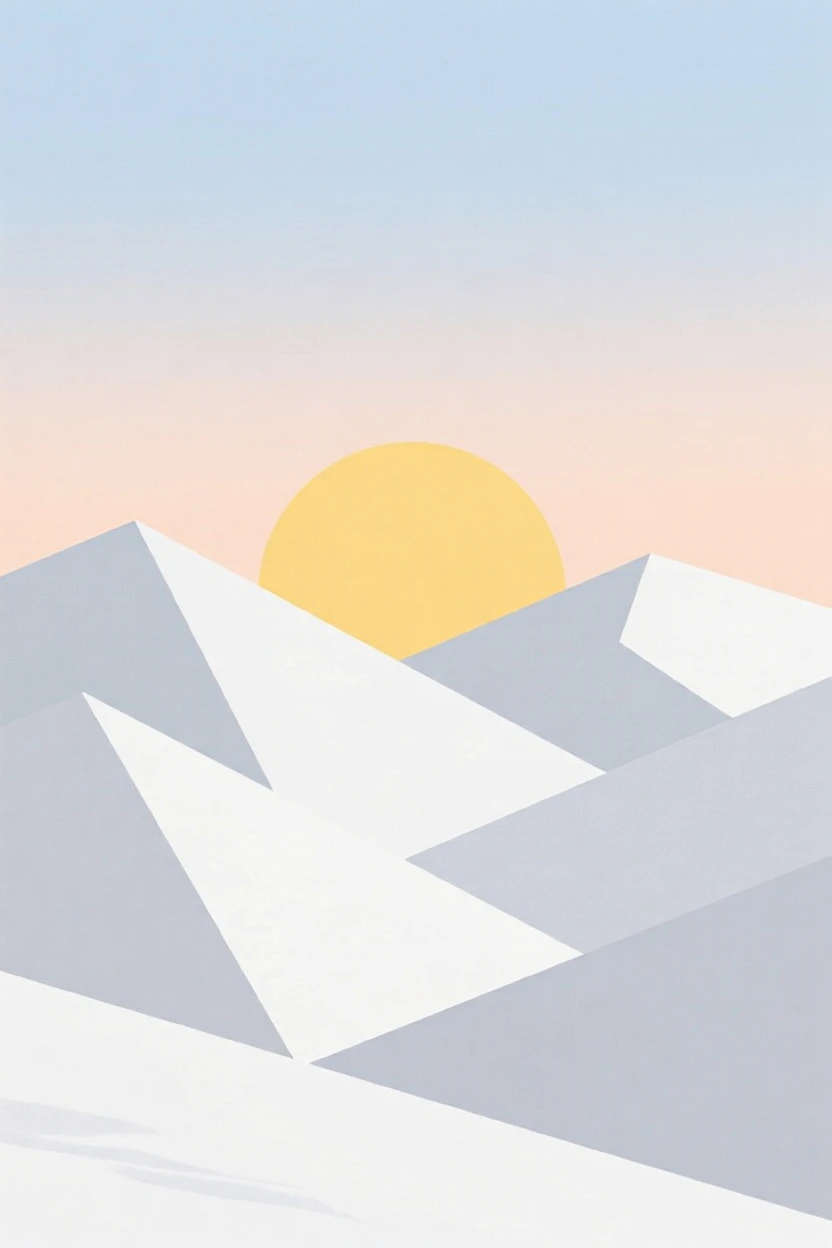 A winter sunrise over a snow-covered valley