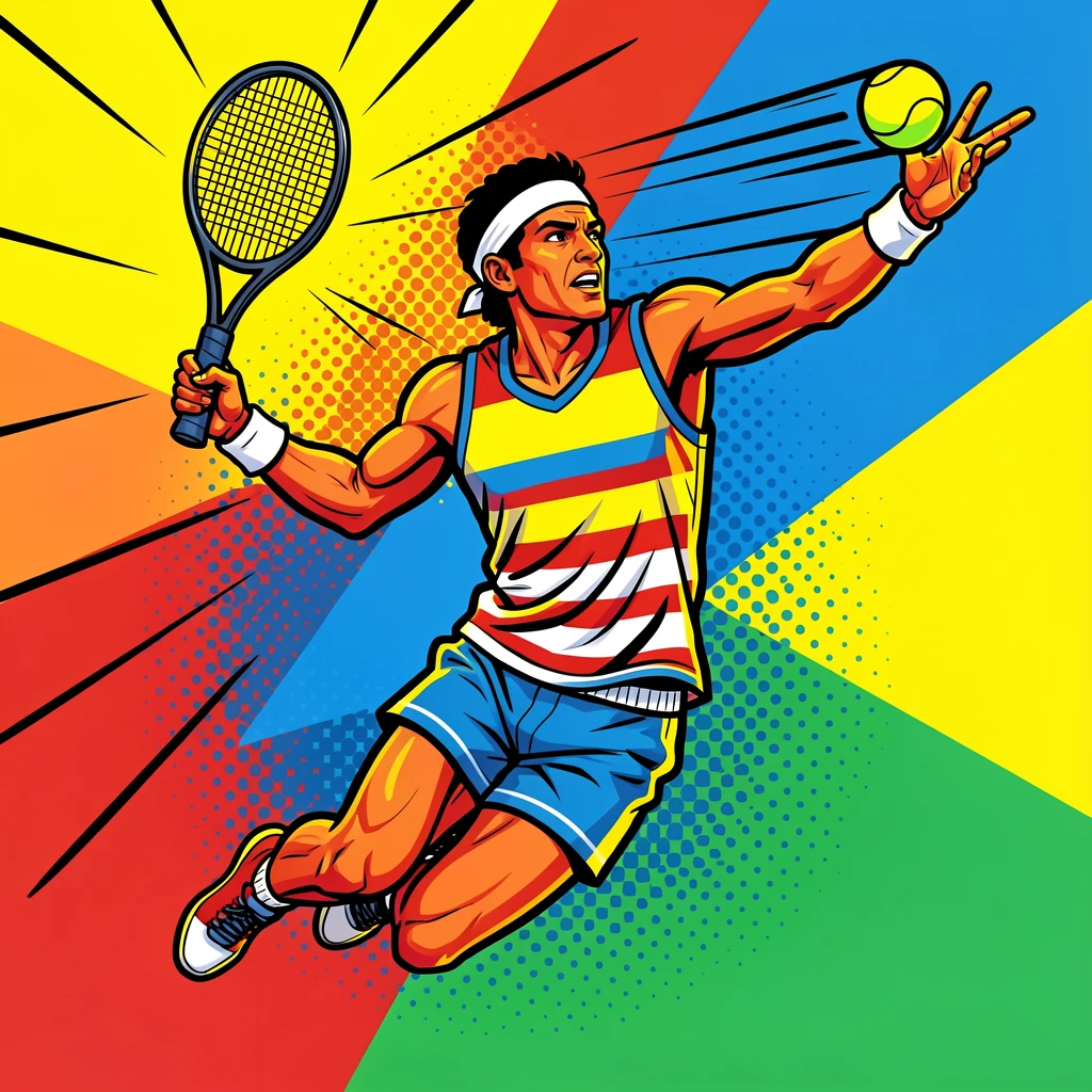 A tennis player leaping to return a powerful serve