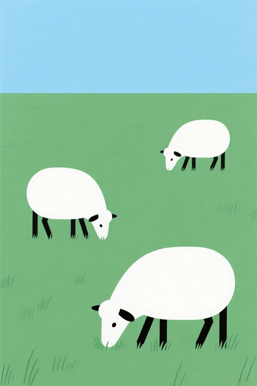 A spring meadow with grazing lambs