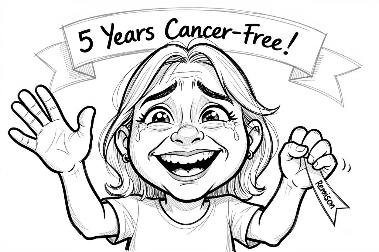 [Inspirational & Emotional Scenes] Touching, uplifting scene of a grateful cancer survivor celebrating a milestone with tearful joy, evoking deep emotion