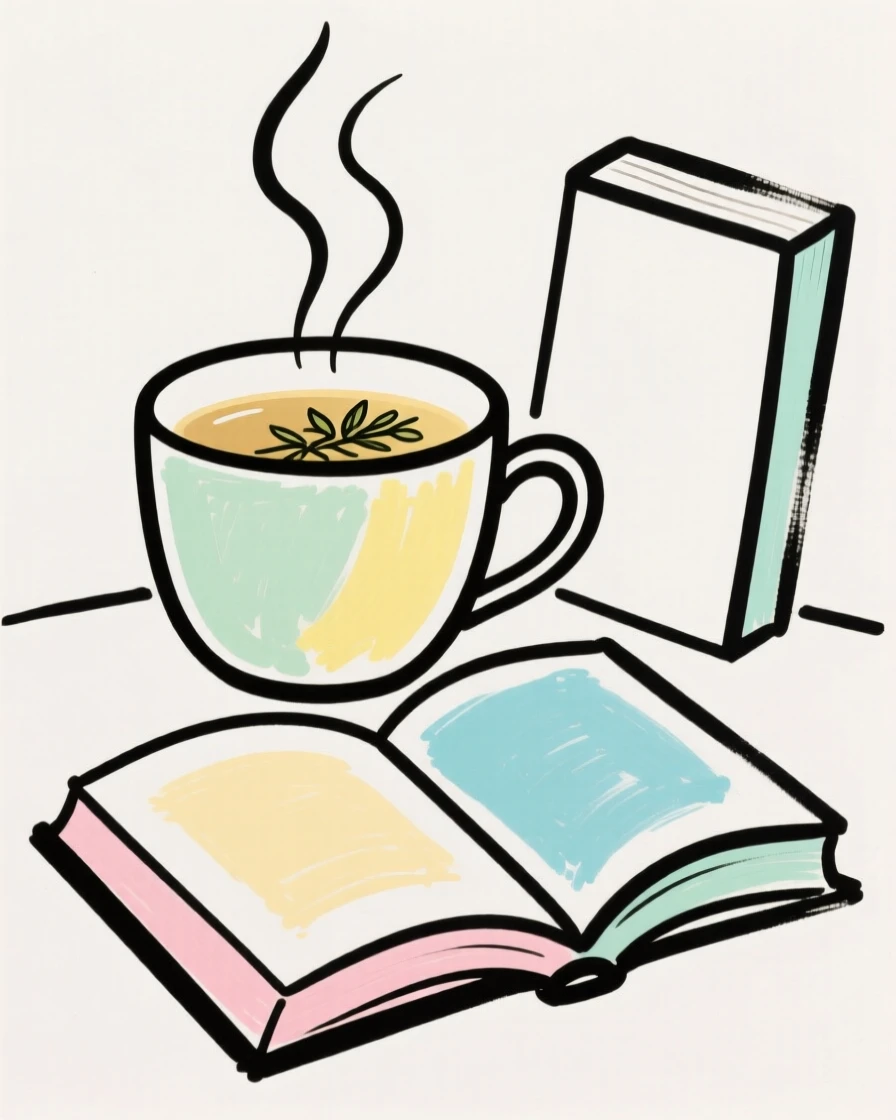 A cup of herbal tea with a good book