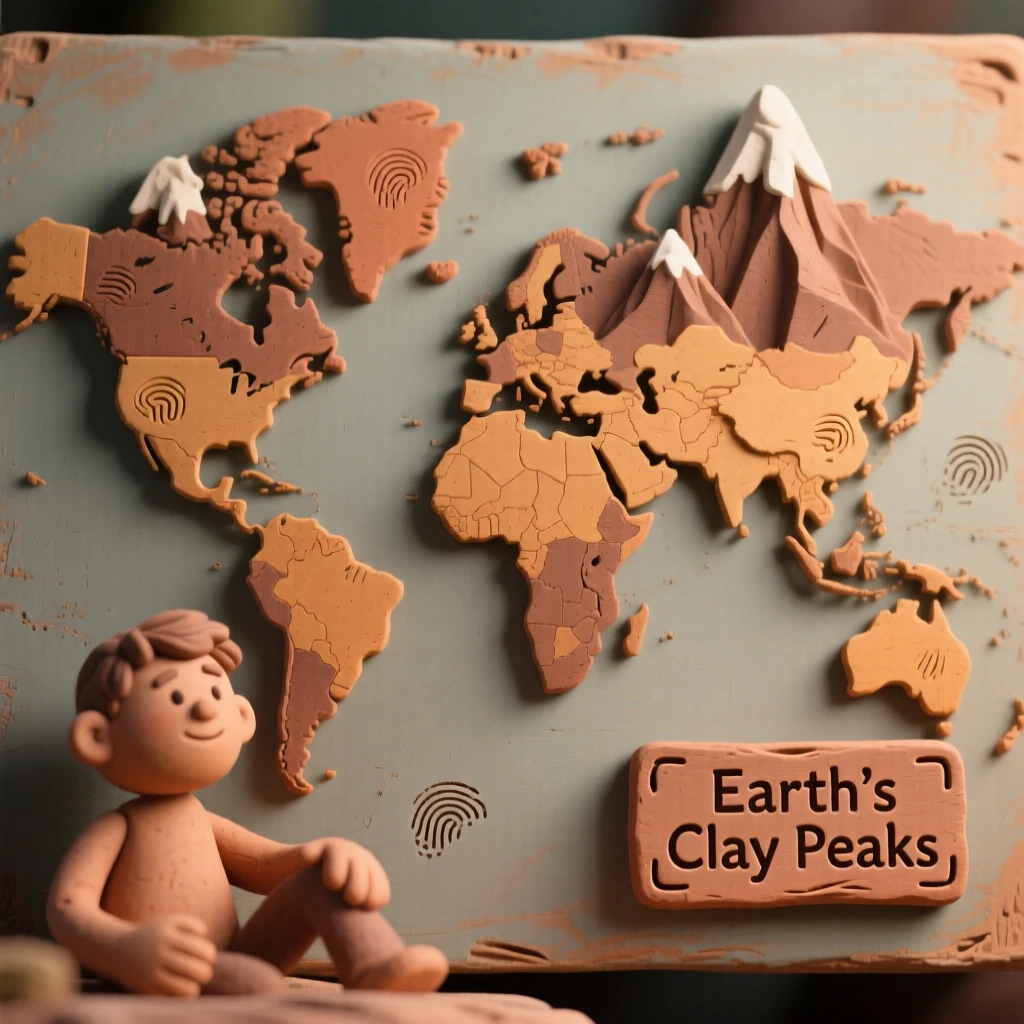 A world map where mountains rise as real three-dimensional peaks