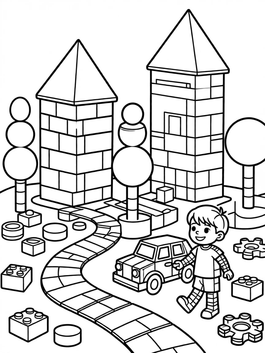 A world made entirely of building blocks and toy pieces