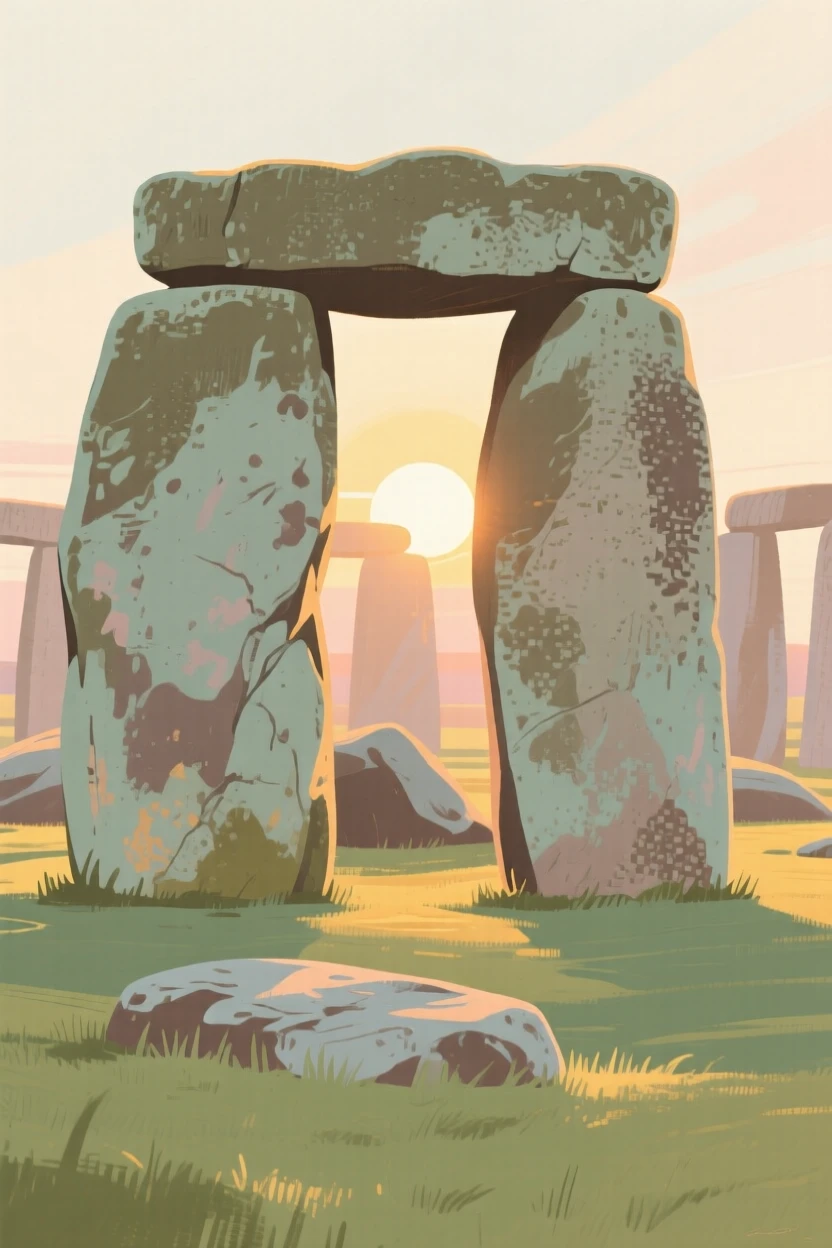 The stone circle of Stonehenge at sunrise