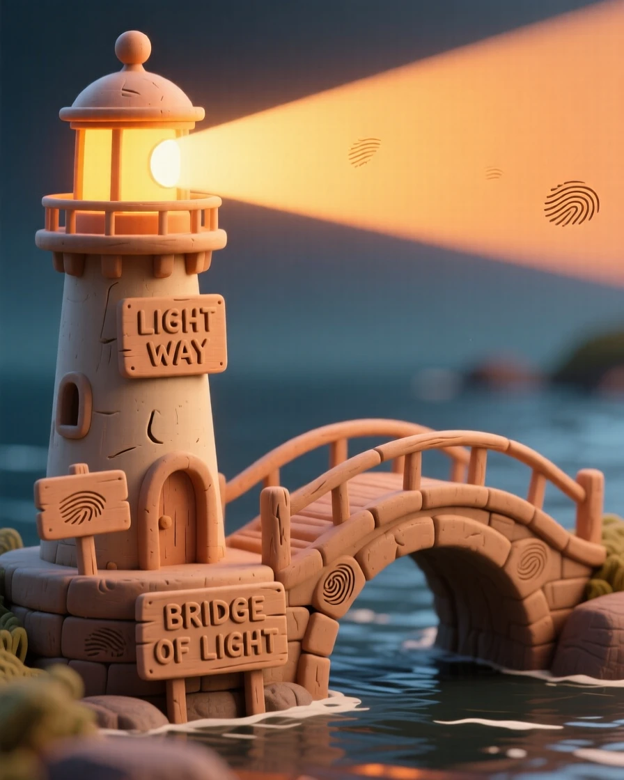 A lighthouse beam that turns into a bridge of solid light