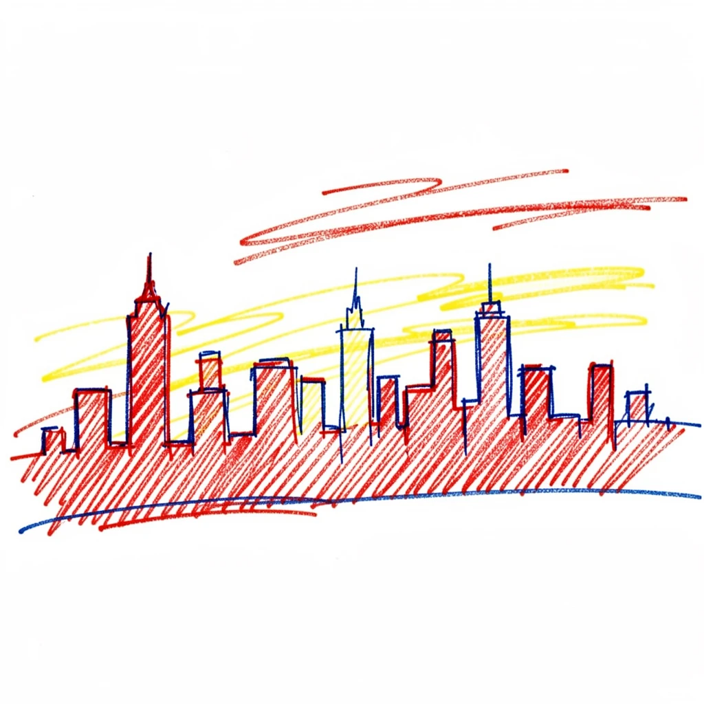 A city skyline silhouetted dramatically against a fiery sunset