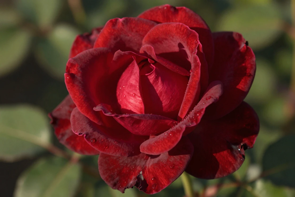 A close-up of a rose unfurling its velvet petals