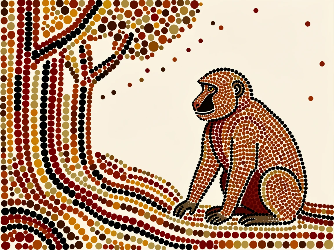 A baboon pausing at the edge of a forest