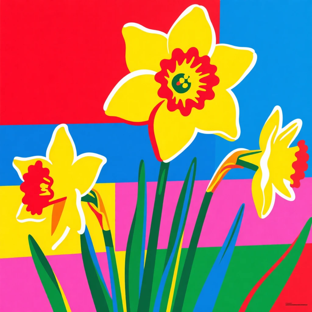 Wild daffodils blooming in early spring