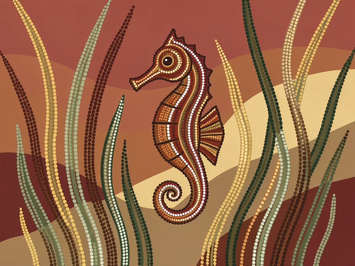 A seahorse hidden among swaying sea grass
