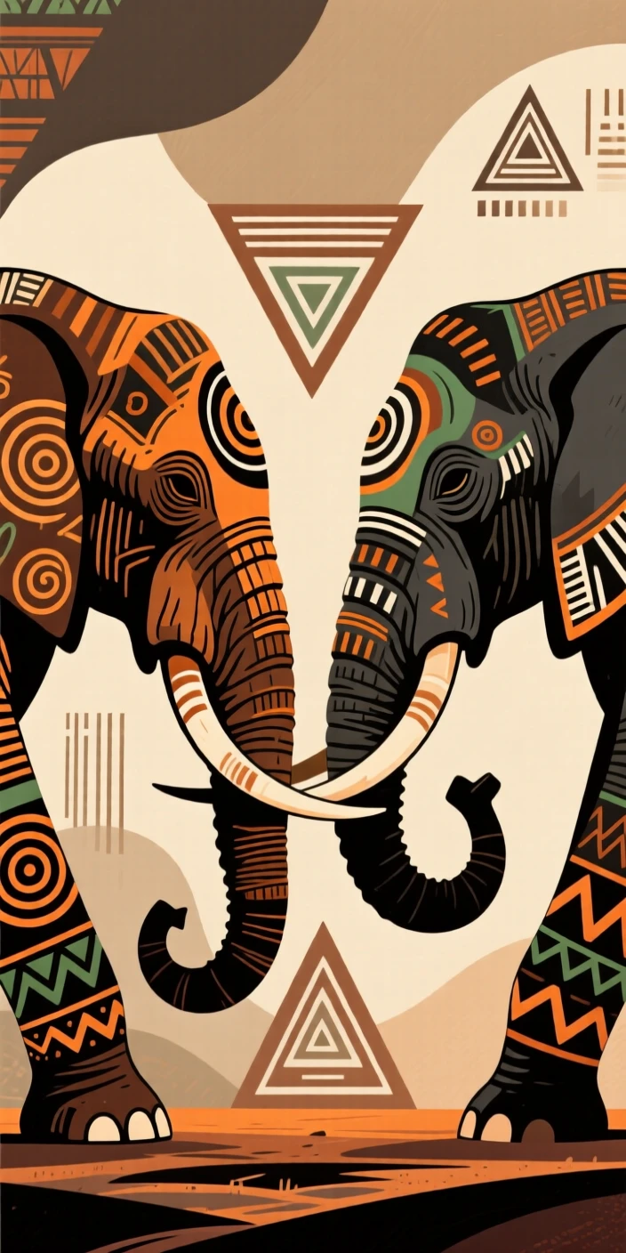 An elephant facing off with a rival.