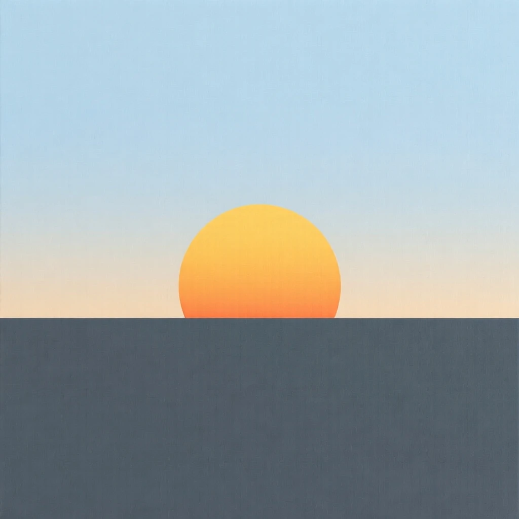 A rising sun breaking over a distant horizon