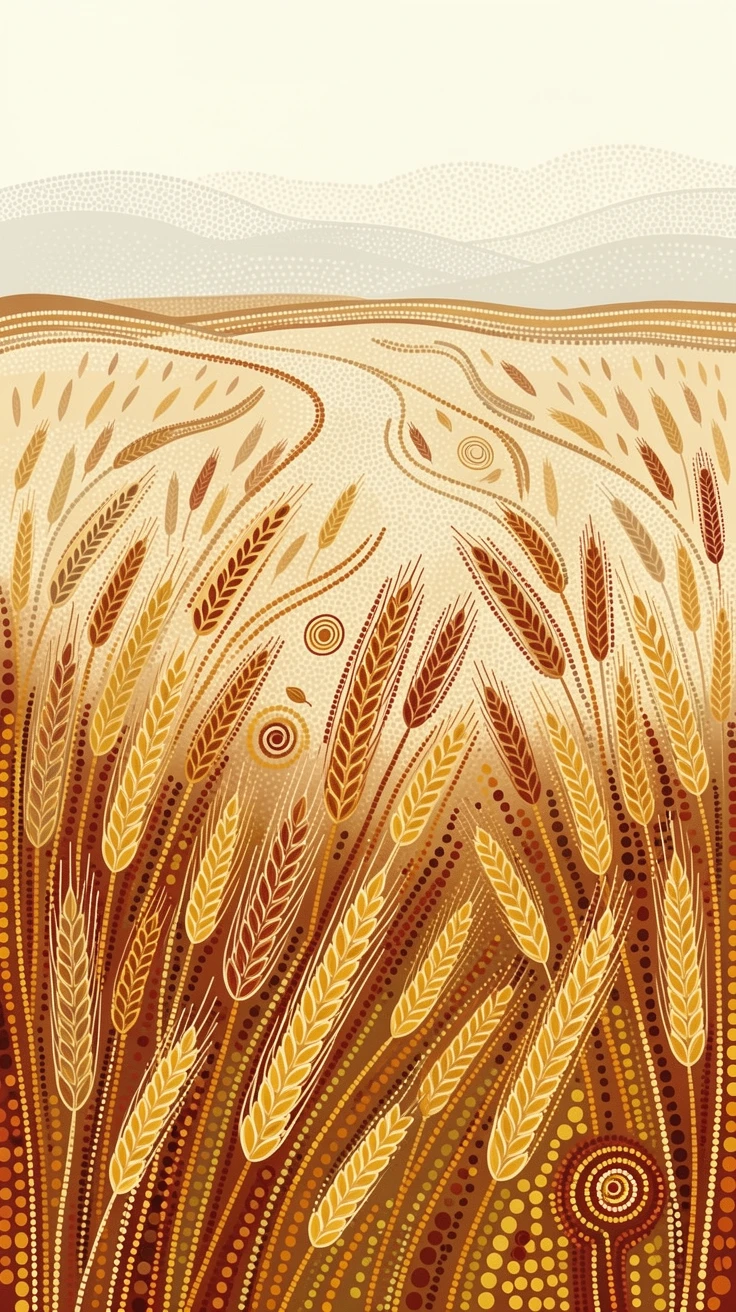 Golden wheat fields shrouded in morning mist
