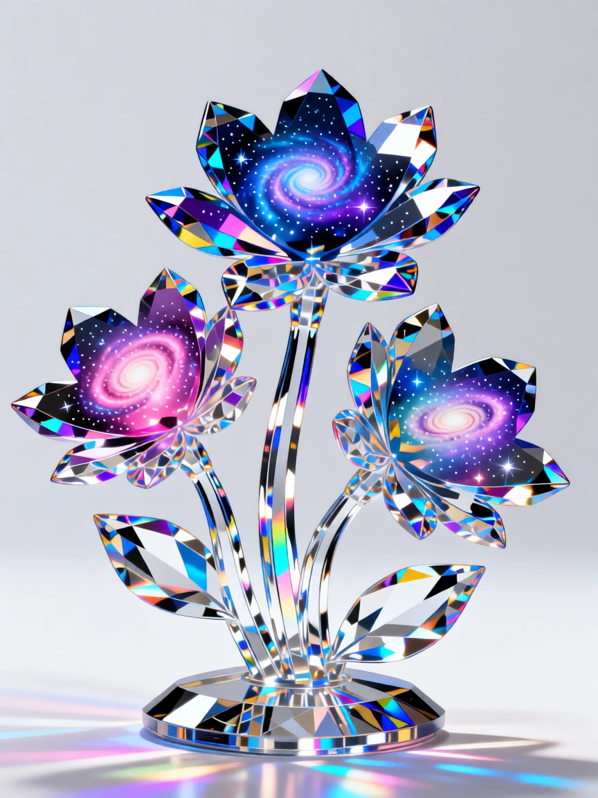 A dreamlike garden where each flower petal reflects a different galaxy.