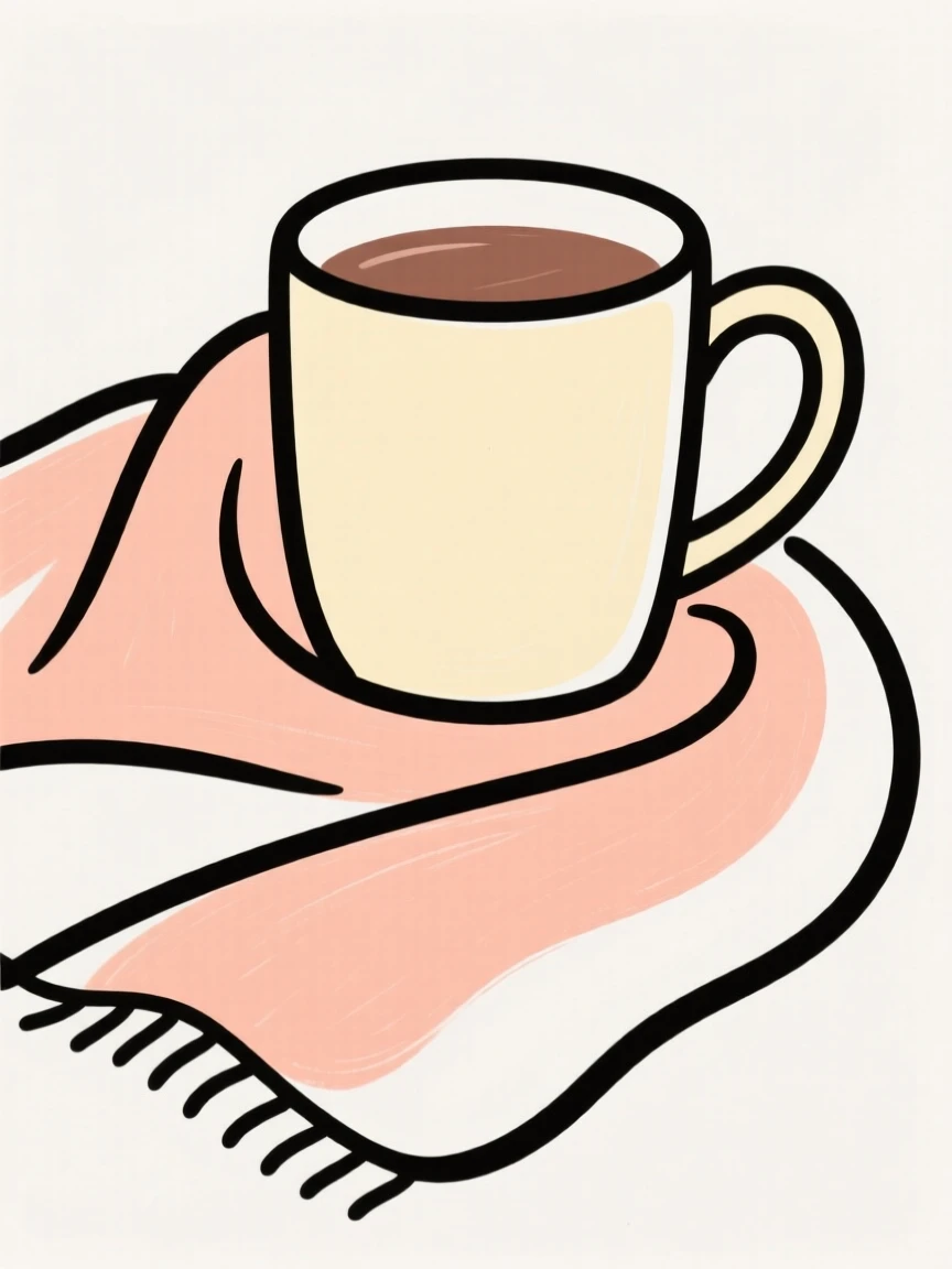 A warm blanket and a mug of cocoa